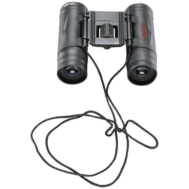 Chattanooga Tasco Essentials 8x21mm compact black roof binoculars with fully coated optics for clear viewing.