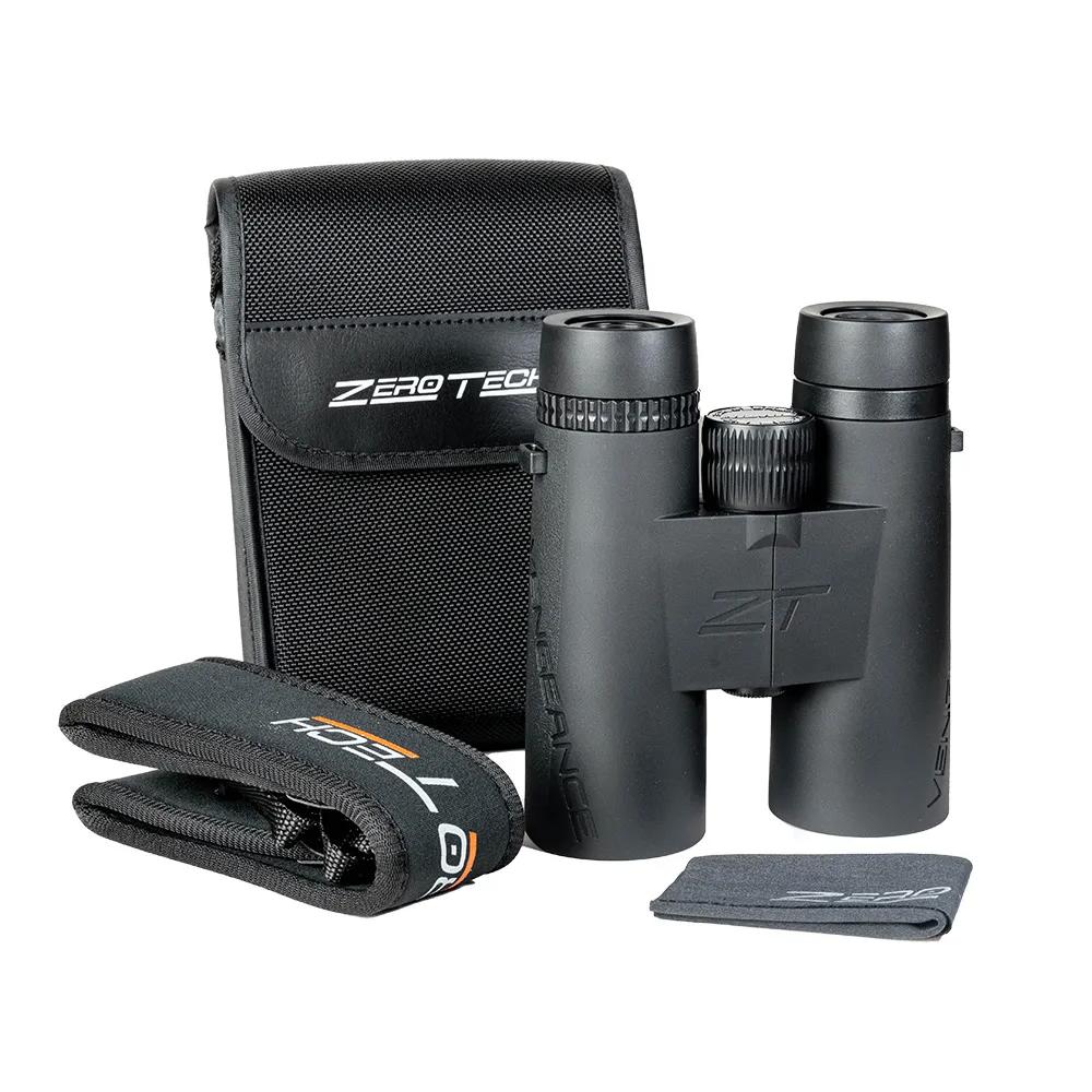 Chattanooga ZeroTech Vengance 8x42 binoculars showing black body and large objective lenses for clear outdoor viewing.