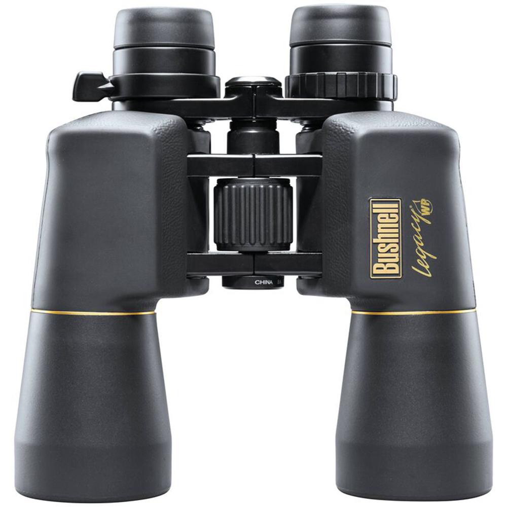 Chattanooga Bushnell 10-22x50mm black Porro prism water-resistant zoom binoculars showing eyepieces and objective lenses