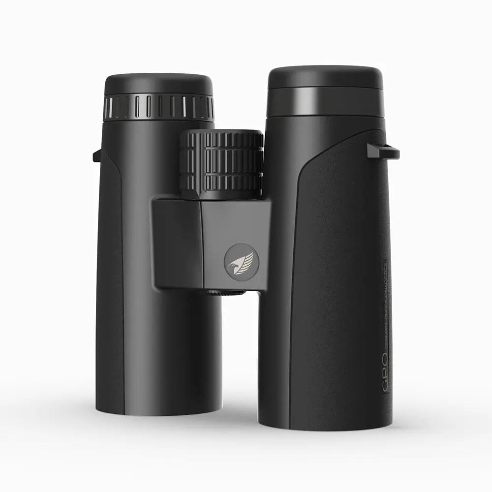 German Precision Optics Passion ED Binoculars 8x42 in charcoal black, featuring high-quality optics and a sleek design.