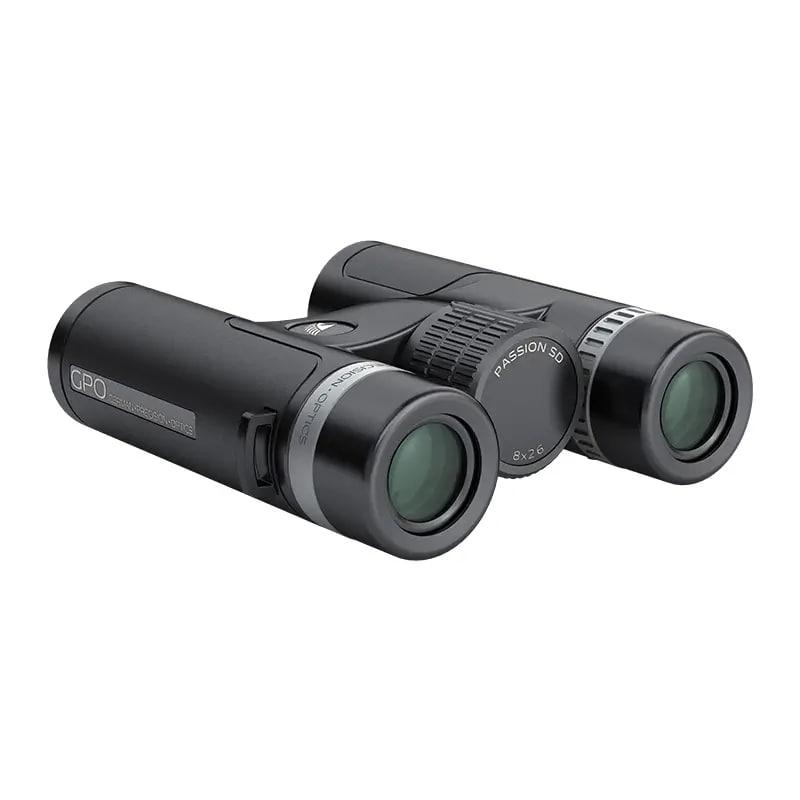 Chattanooga German Precision Optics Passion SD Binoculars 10x34 in black and silver two-tone, featuring compact design and high magnification.