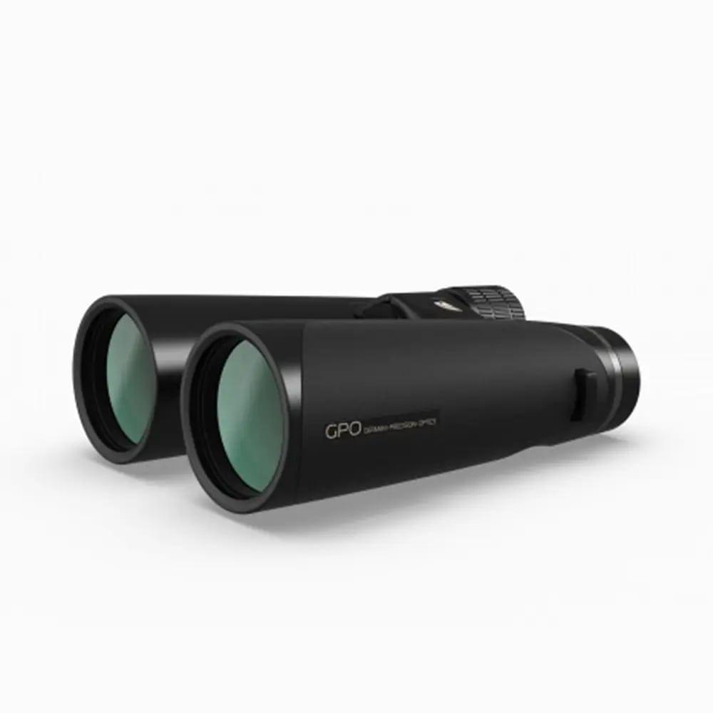 Chattanooga GPO Passion HD 10x42 binoculars in charcoal black with high clarity and included adapter, ideal for outdoor viewing.