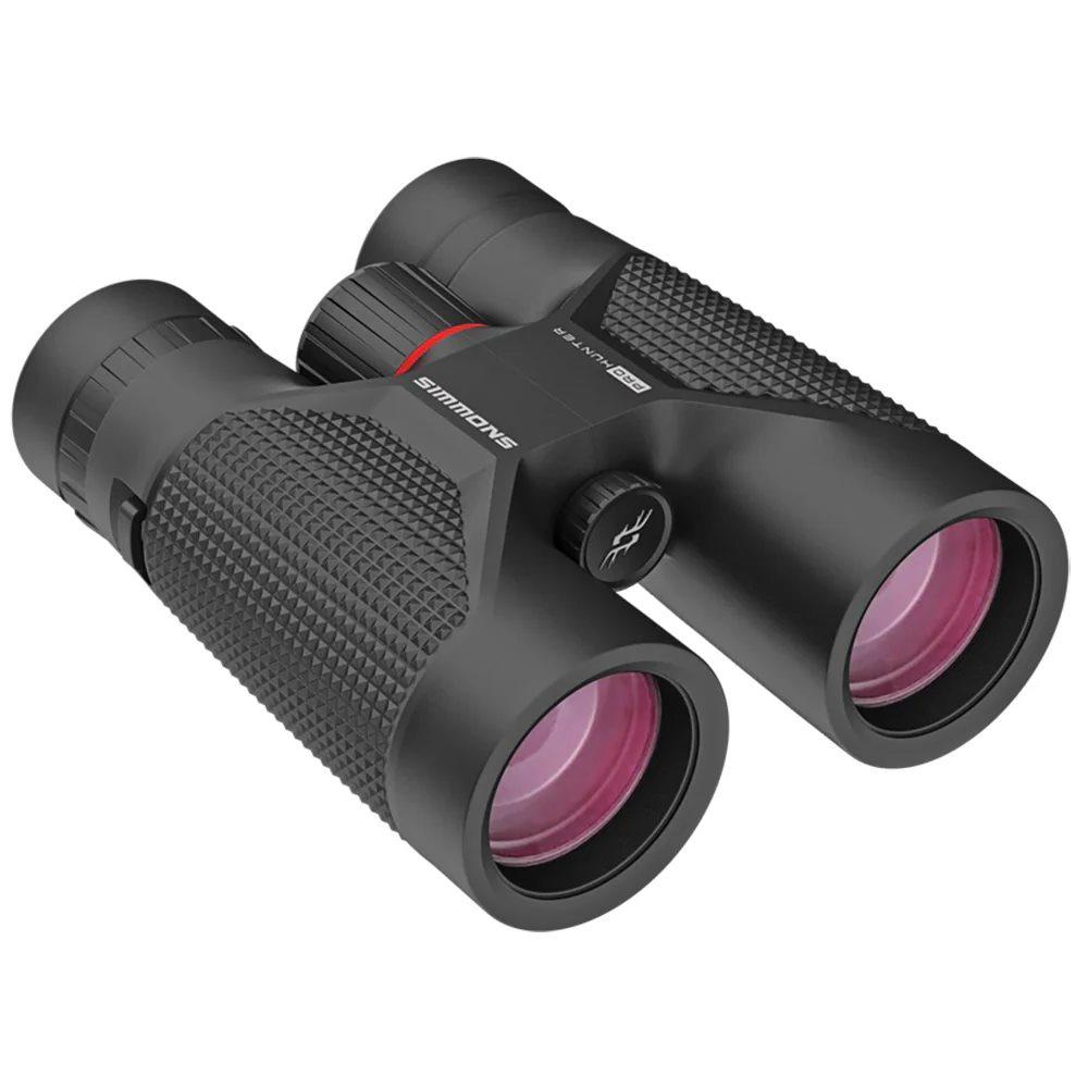 Chattanooga Simmons 8x42mm compact roof prism binoculars with black exterior, outdoor optics for clear distant viewing.