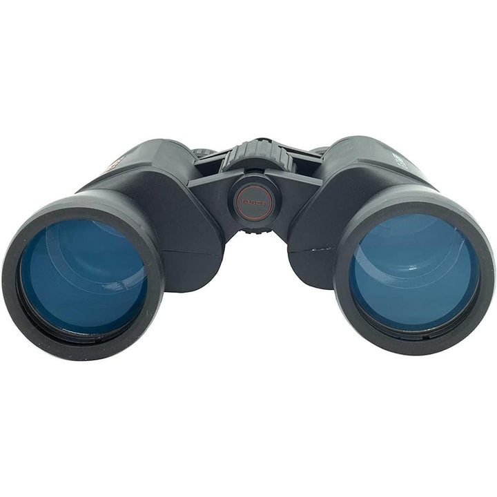 Chattanooga Tasco 10-30x50 black Porro MC zoom binoculars showing adjustable eyepieces and compact design for outdoor viewing.