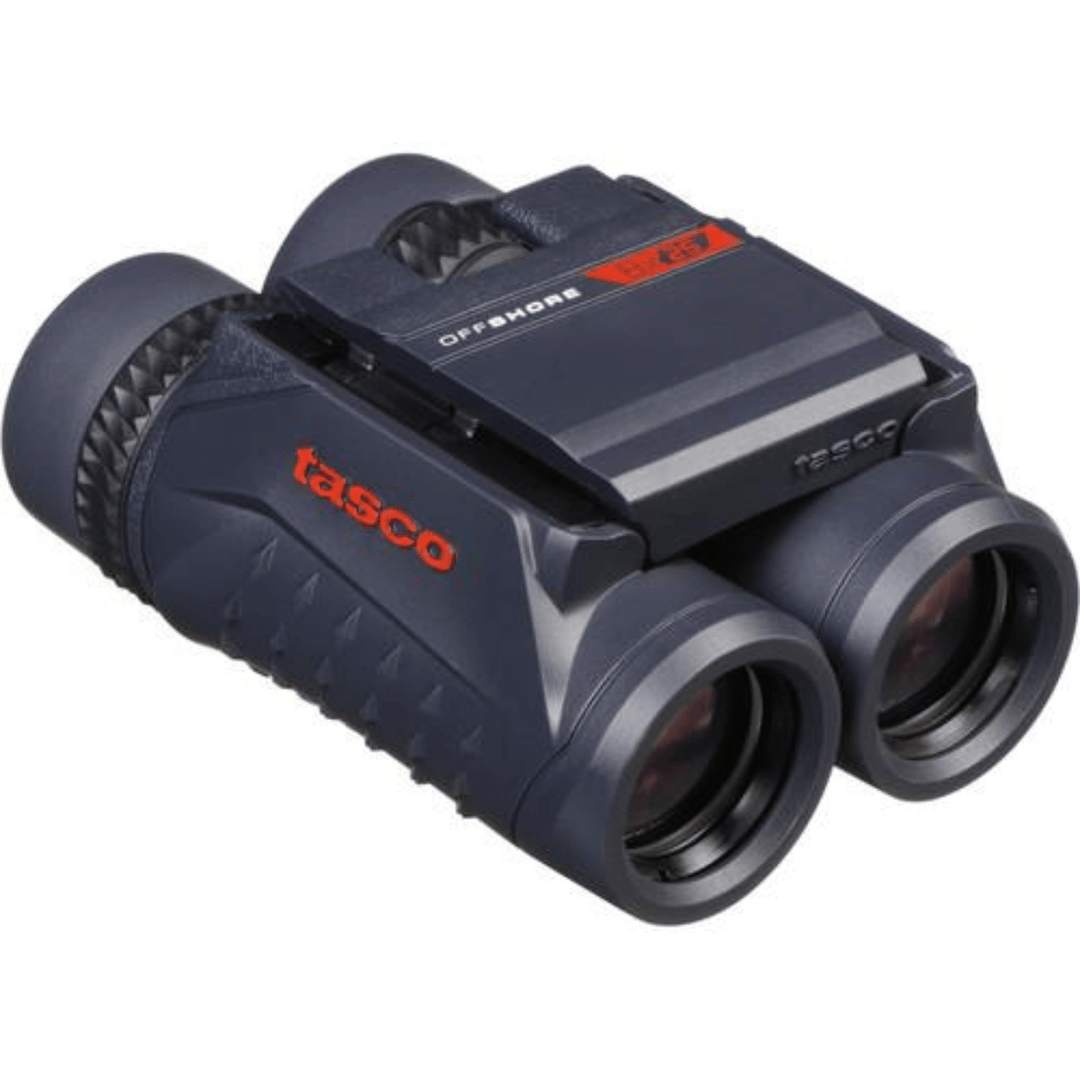 Chattanooga Tasco Offshore binoculars 8x25mm waterproof roof prism with blue compact design and multi-coated lenses.