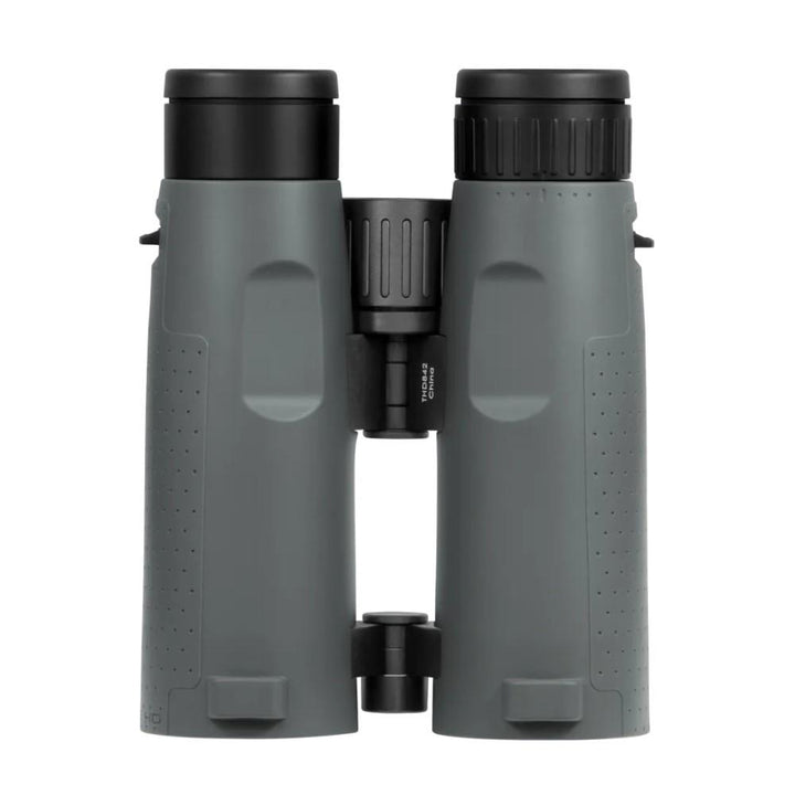 Chattanooga ZeroTech Thrive HD binoculars 10x42 with high clarity, water-resistant outdoor viewing, featuring durable black rubber coating.