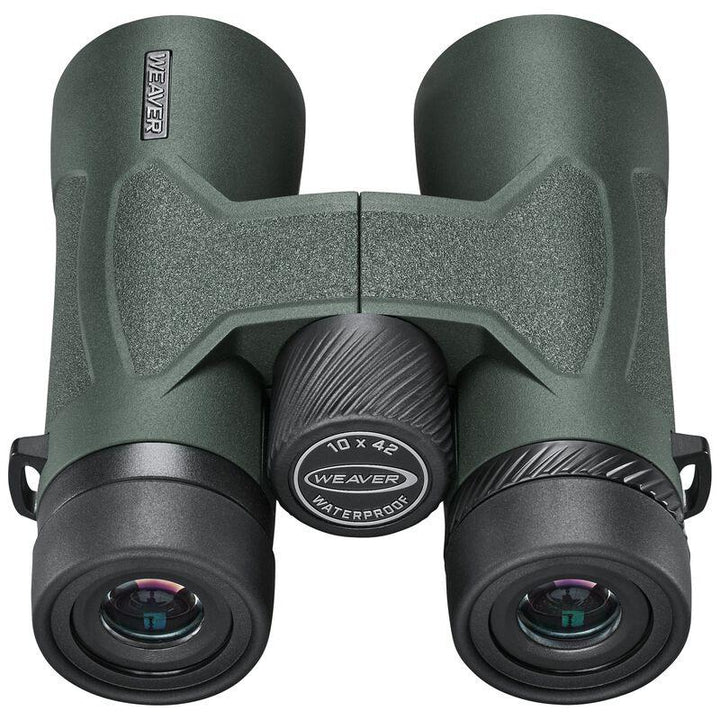 Chattanooga Weaver Classic Series 10x42 binoculars in green for outdoor birdwatching and travel, featuring IPX7 waterproof design.