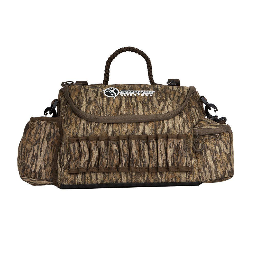 Chattanooga Cupped Guide Bag in Mossy Oak Bottomland camouflage for durable outdoor gear storage and carrying.