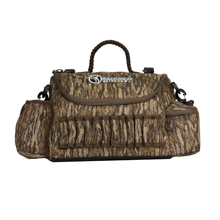 Chattanooga Cupped Guide Bag in Mossy Oak Bottomland camouflage for durable outdoor gear storage and carrying.