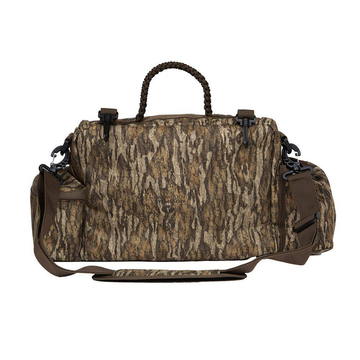 Chattanooga Cupped Guide Bag in Mossy Oak Bottomland camouflage, durable outdoor gear storage with carry handle for hunting or outdoor activities.