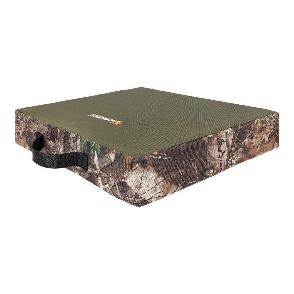 Chattanooga Allen Vanish Comfort Seat Cushion with edge camo pattern, portable foam blind chair travel pad for outdoor use