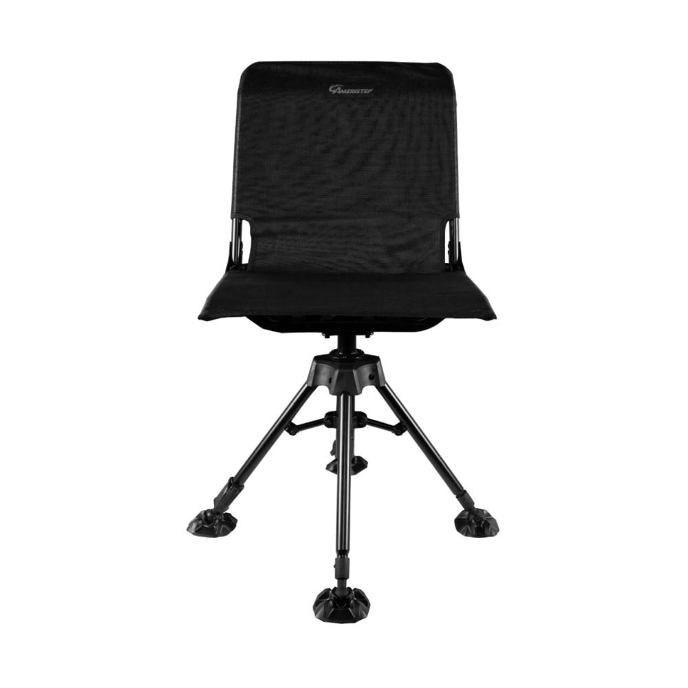 Chattanooga Ameristep 360 Silent Swivel Blind Chair with black mesh comfort seat for outdoor hunting or wildlife observation.