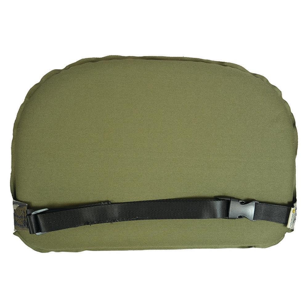 Chattanooga Bunsaver camo seat cushion for blind chairs, Mossy Oak Bottomland pattern, portable and comfortable outdoor pad for hunting.