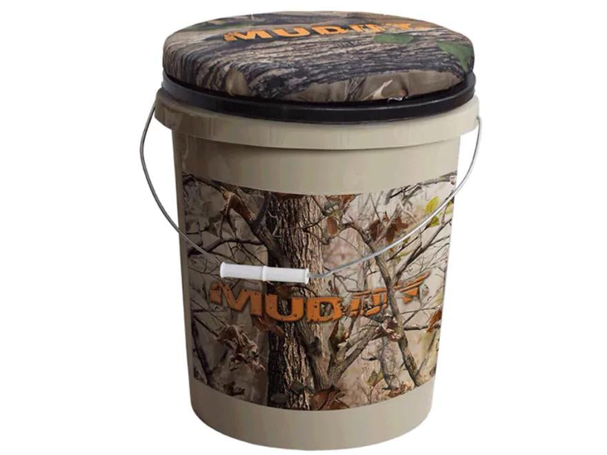 Chattanooga Muddy Outdoors Spin Top Bucket Seat, 5-gallon blind chair, rotating outdoor chair with comfortable padding and sturdy design.
