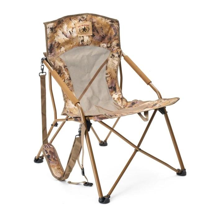 Chattanooga Rig Em Right blind camp chair in Gore Optifade Marsh, portable and comfortable outdoor seat for hunting or camping.