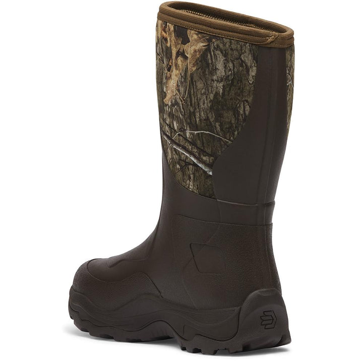 Chattanooga LaCrosse Alpha Agility Field Boot 12-inch Mossy Oak Country DNA size 9, rugged outdoor hunting boot with camouflage pattern.