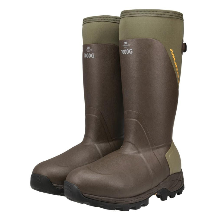 Chattanooga Muddy DV8 17-inch insulated outdoor boots in clay, size 11D, featuring waterproof design and 1000G insulation.