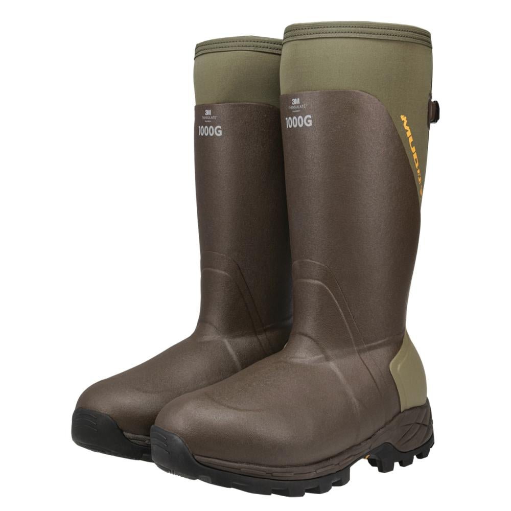 Chattanooga Muddy DV8 17-inch insulated boots in clay, size 13D, outdoor footwear with 1000G insulation and rugged design.