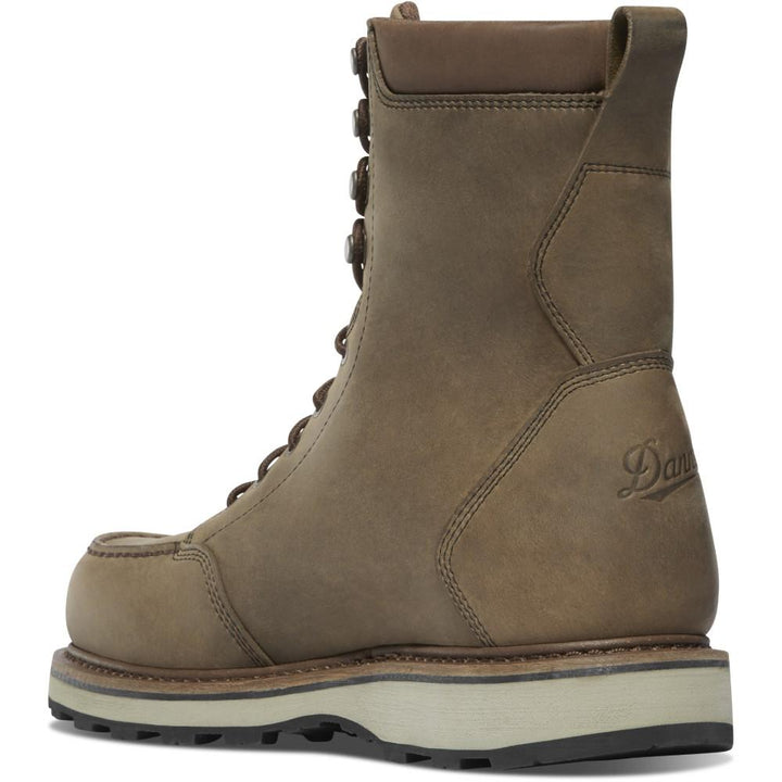 Chattanooga Danner Cedar River Moc Toe 8-inch waterproof outdoor boots in Timberwolf color, size 8, with durable leather construction.
