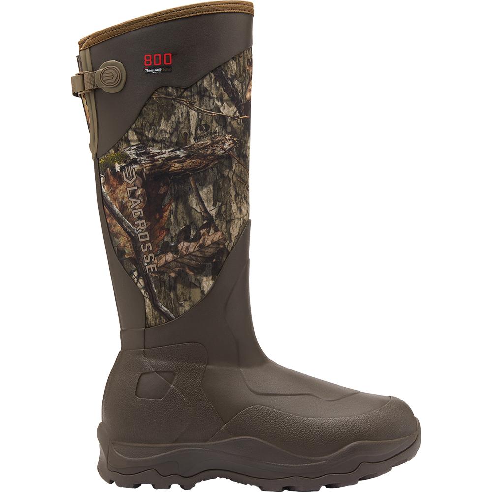 Chattanooga LaCrosse Alpha Agility 17-inch Mossy Oak Country DNA men's hunting boots, size 10 medium, with 800G insulation.