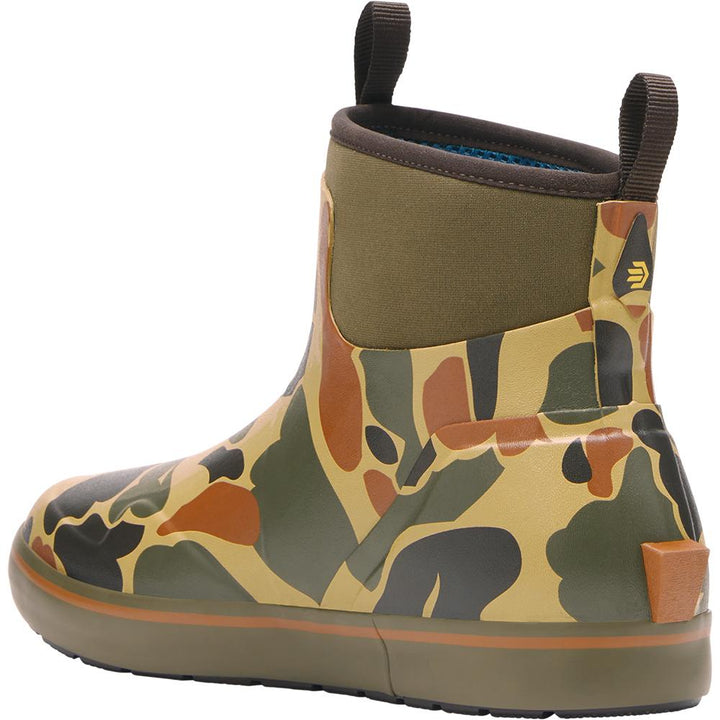 Chattanooga LaCrosse Alpha Deck 6-inch hardwoods duck camo boots for men, size 14M, rugged outdoor footwear with camouflage design.