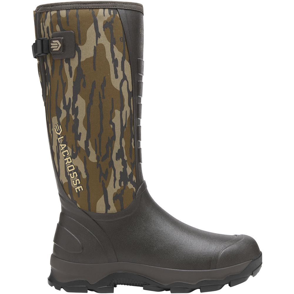 Chattanooga LaCrosse Alpha Lite II snake boots, 16-inch Mossy Oak Bottomland camouflage, men's size 12, rugged outdoor footwear