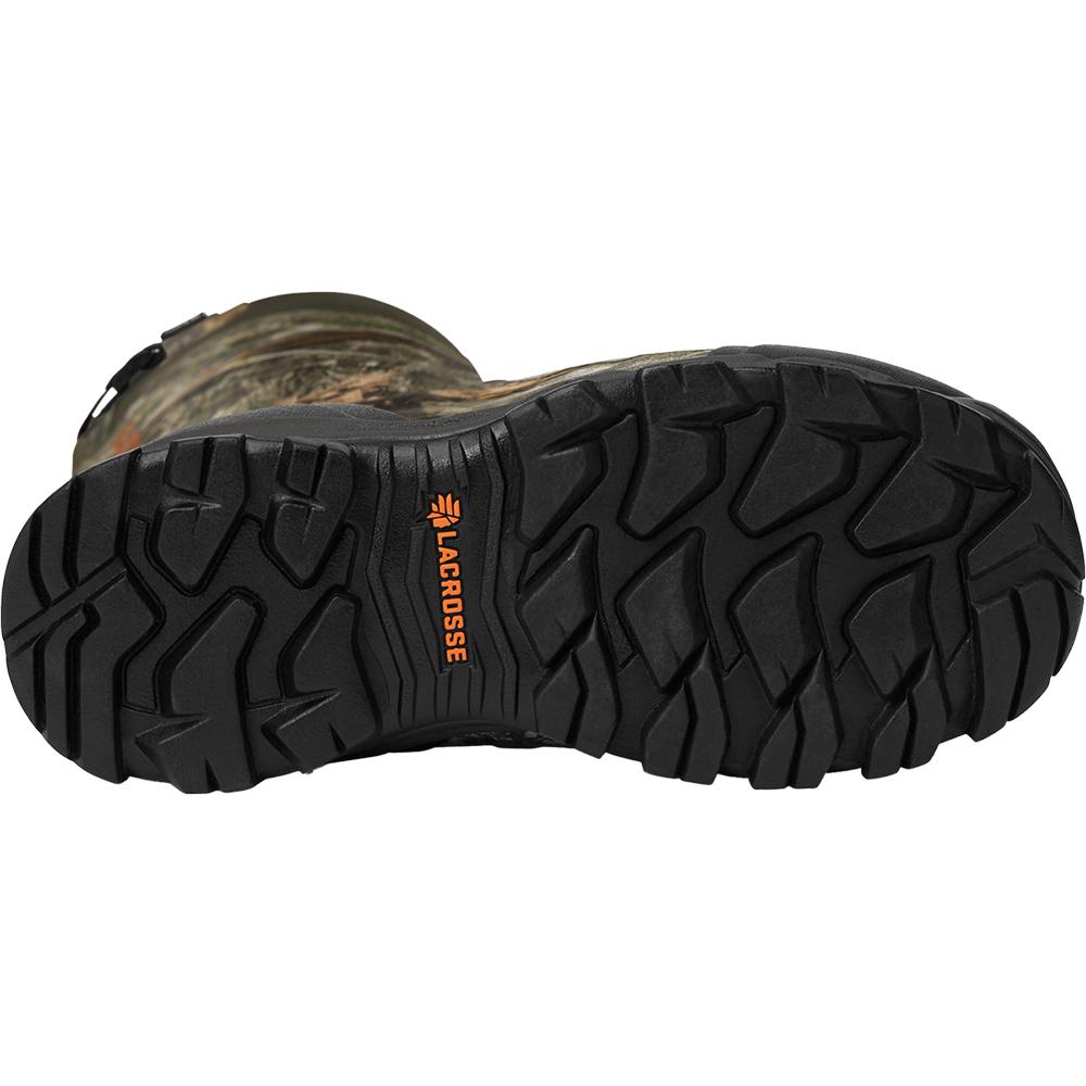 Chattanooga LaCrosse Alphaburly Pro 18-inch Mossy Oak Country DNA hunting boots, size 10 medium for men, with 1000G insulation.
