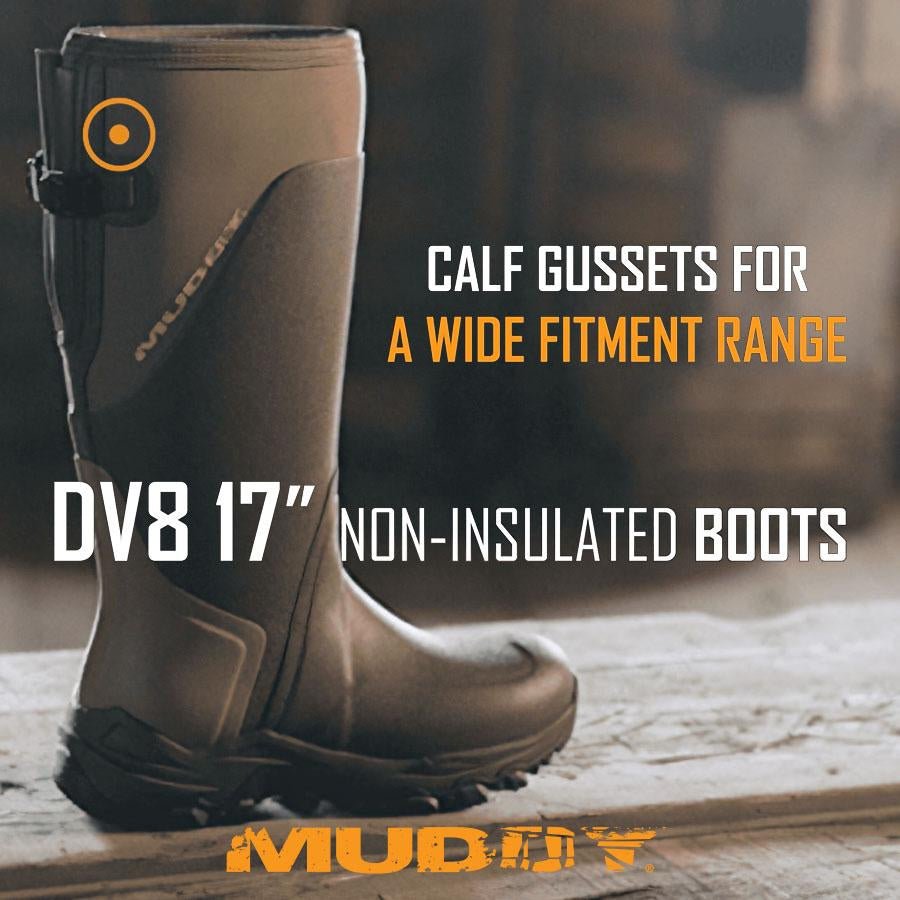 Chattanooga Muddy DV8 17-inch non-insulated clay outdoor boots for women, size 7D, with rugged design and outdoor footwear features.