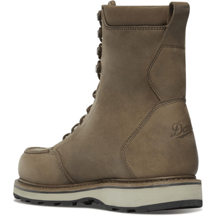 Chattanooga Danner Cedar River Moc Toe 8-inch Timberwolf boots, size 09, featuring rugged leather and moc toe design.