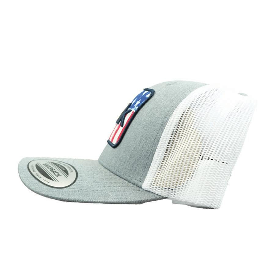 Chattanooga Huk Salute Trucker Hat in Heather Grey, stylish and comfortable one-size headwear with a classic trucker cap design.