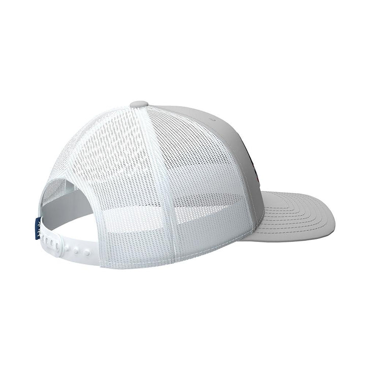 Chattanooga Huk Trophy Flag Trucker Hat in light grey, stylish and breathable with a comfortable fit.