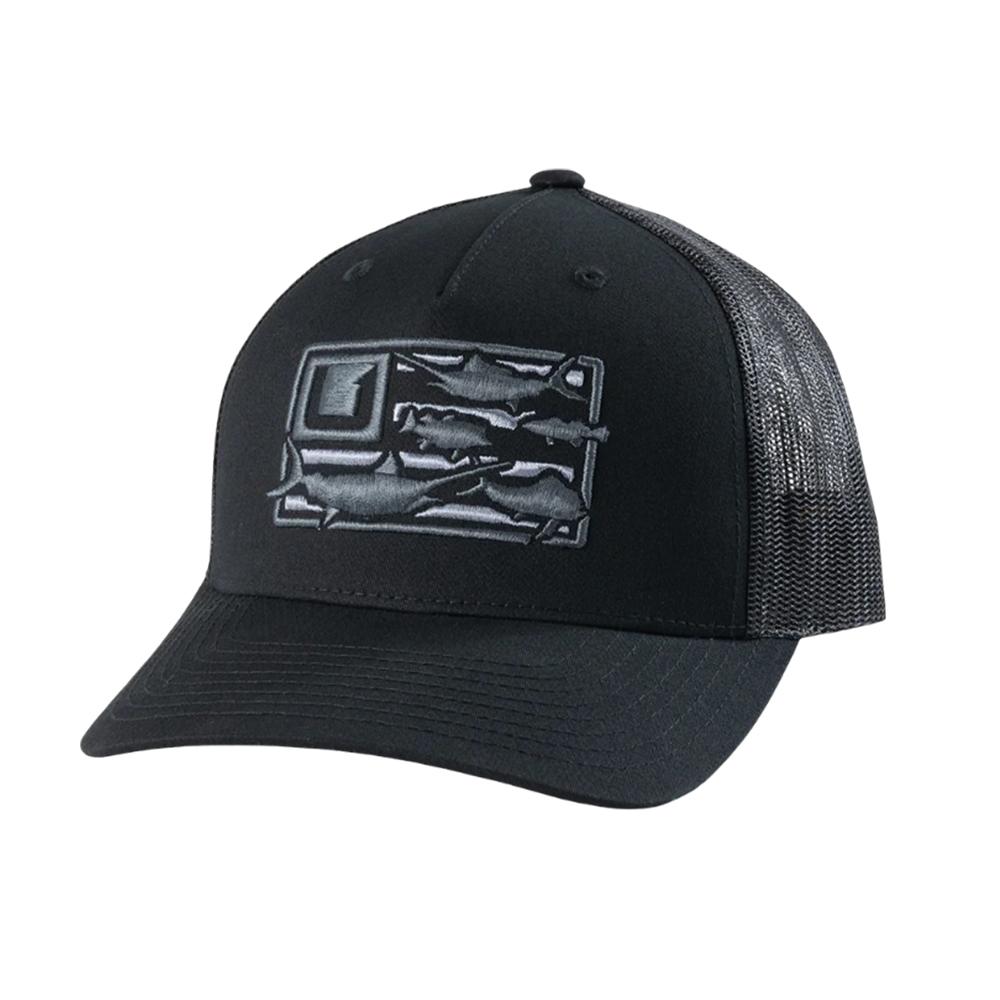 Huk Trophy Flag Trucker Hat Black Adjustable Mesh Lightweight One Size Fits Most - POWER FIT SHOP — Powering Preparedness, Health & Home