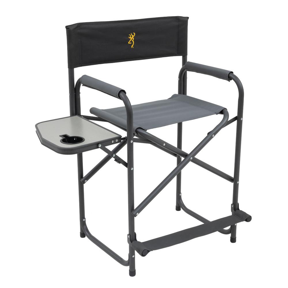 Chattanooga Alps Browning Directors Chair XT Plus camping chair in charcoal grey with foldable seat and sturdy frame.