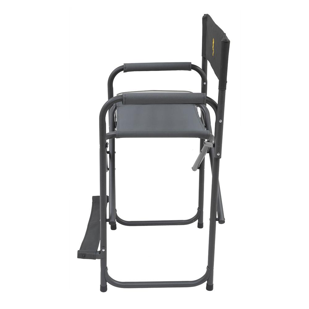 Chattanooga Alps Browning Directors Chair XT Plus camping chair in charcoal grey with foldable seat and armrests.