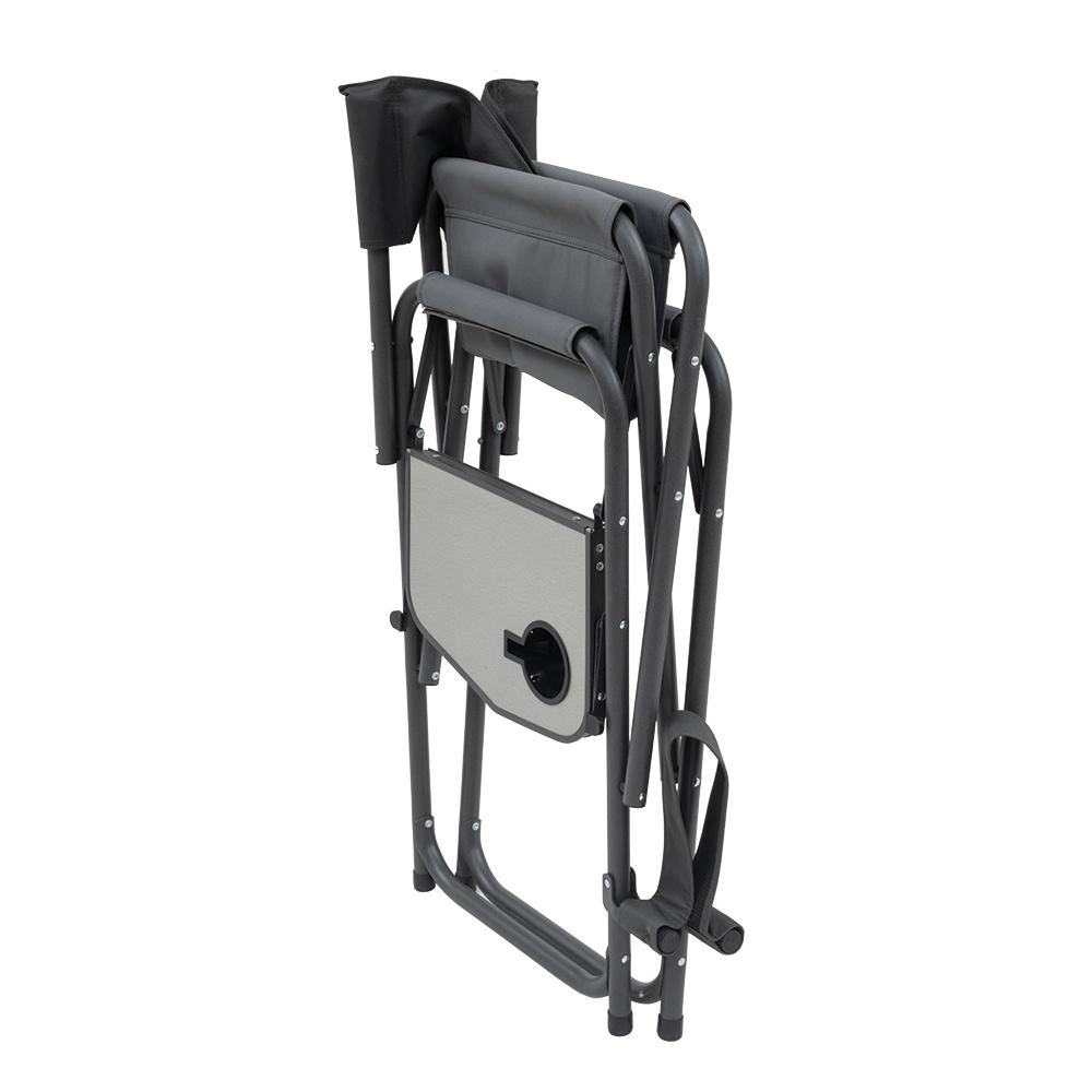 Chattanooga Alps Browning Directors Chair XT Plus camping chair in charcoal grey, folding seat with armrests and sturdy frame.