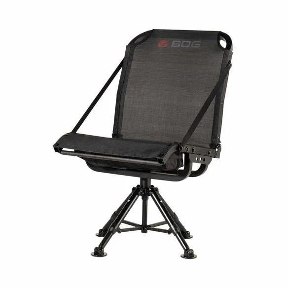 Black BOG Nucleus 360 ground blind chair by Chattanooga, lightweight, durable, and comfortable seat for outdoor hunting or viewing.