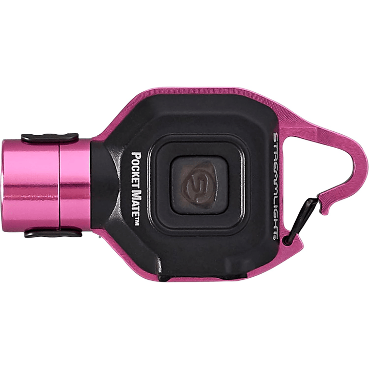 Pink Streamlight pocket clip-on flashlight with 325 lumens, USB rechargeable, compact keychain design, by Chattanooga.