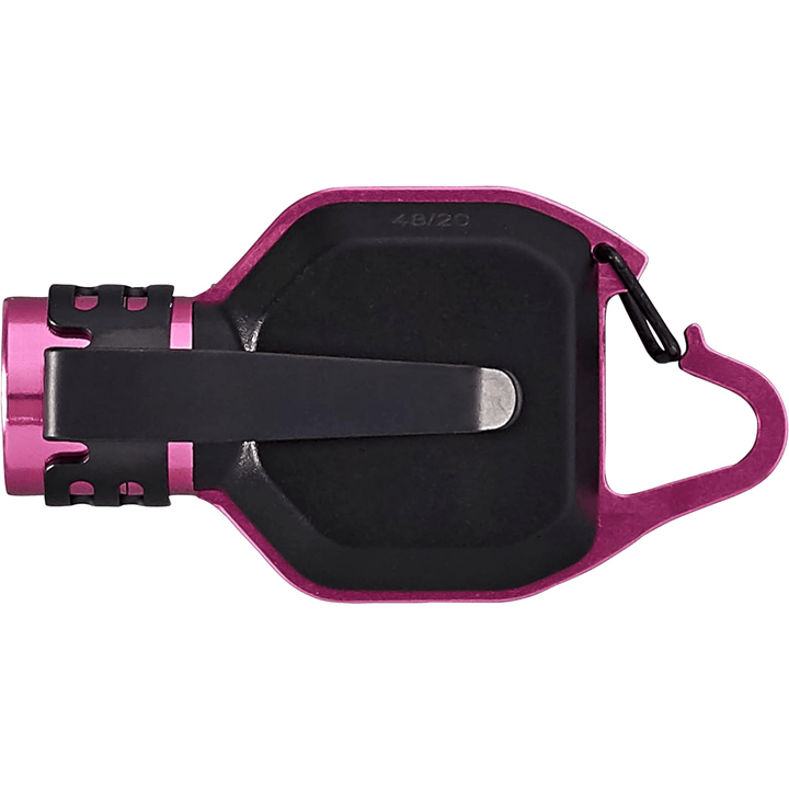 Pink Streamlight pocket clip-on flashlight with 325 lumens, USB rechargeable, compact keychain design, by Chattanooga.