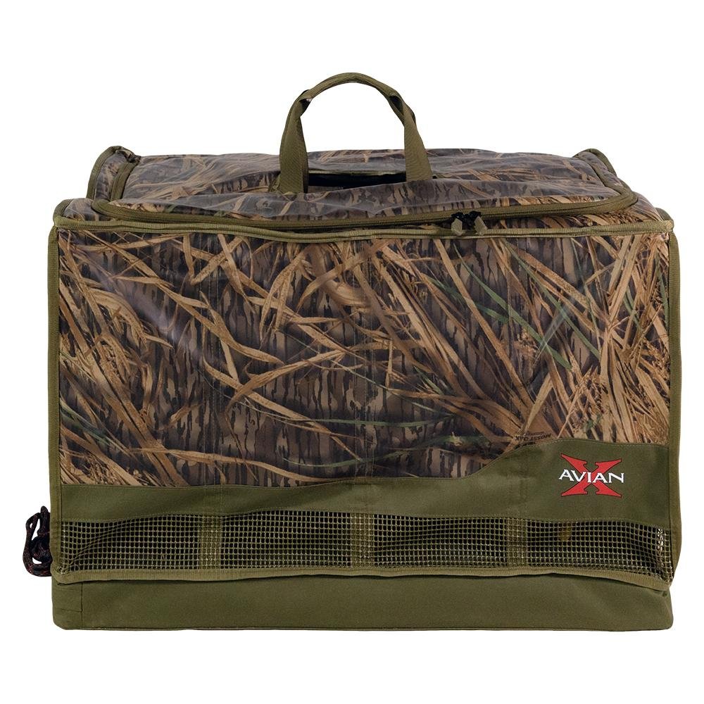 Chattanooga AvianX Floating Slotted Decoy Bag with 12 slots in Mossy Oak Shadow Grass for outdoor hunting gear.