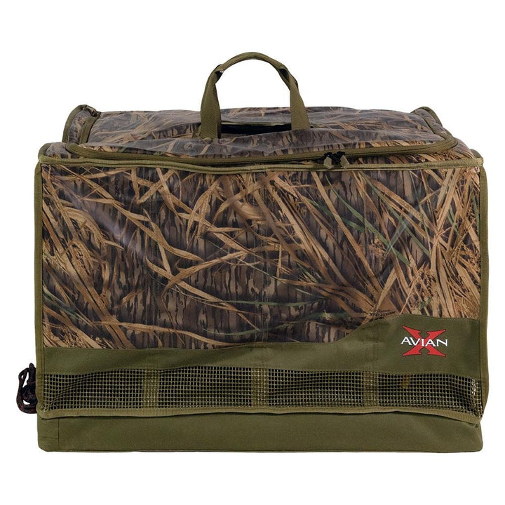 Chattanooga AvianX Floating Slotted Decoy Bag with 12 slots in Mossy Oak Shadow Grass for outdoor hunting gear.