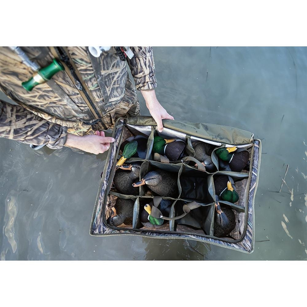 Chattanooga AvianX Floating Slotted Decoy Bag with 12 slots in Mossy Oak Shadow Grass camouflage for outdoor hunting gear.