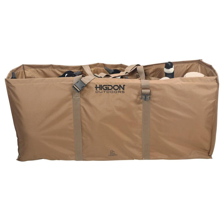 Chattanooga Higdon Outdoors X Slot universal goose decoy bag with adjustable 3 to 12 slots, holding multiple decoys for hunting.