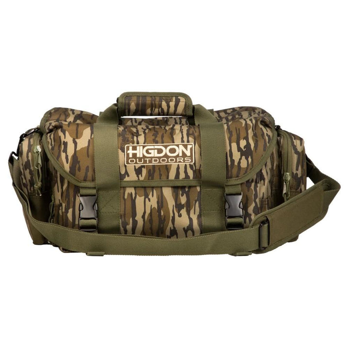 Chattanooga Higdon Outdoors Mossy Oak Bottomland Blind Bag for gear storage, made of durable material with carry handle.