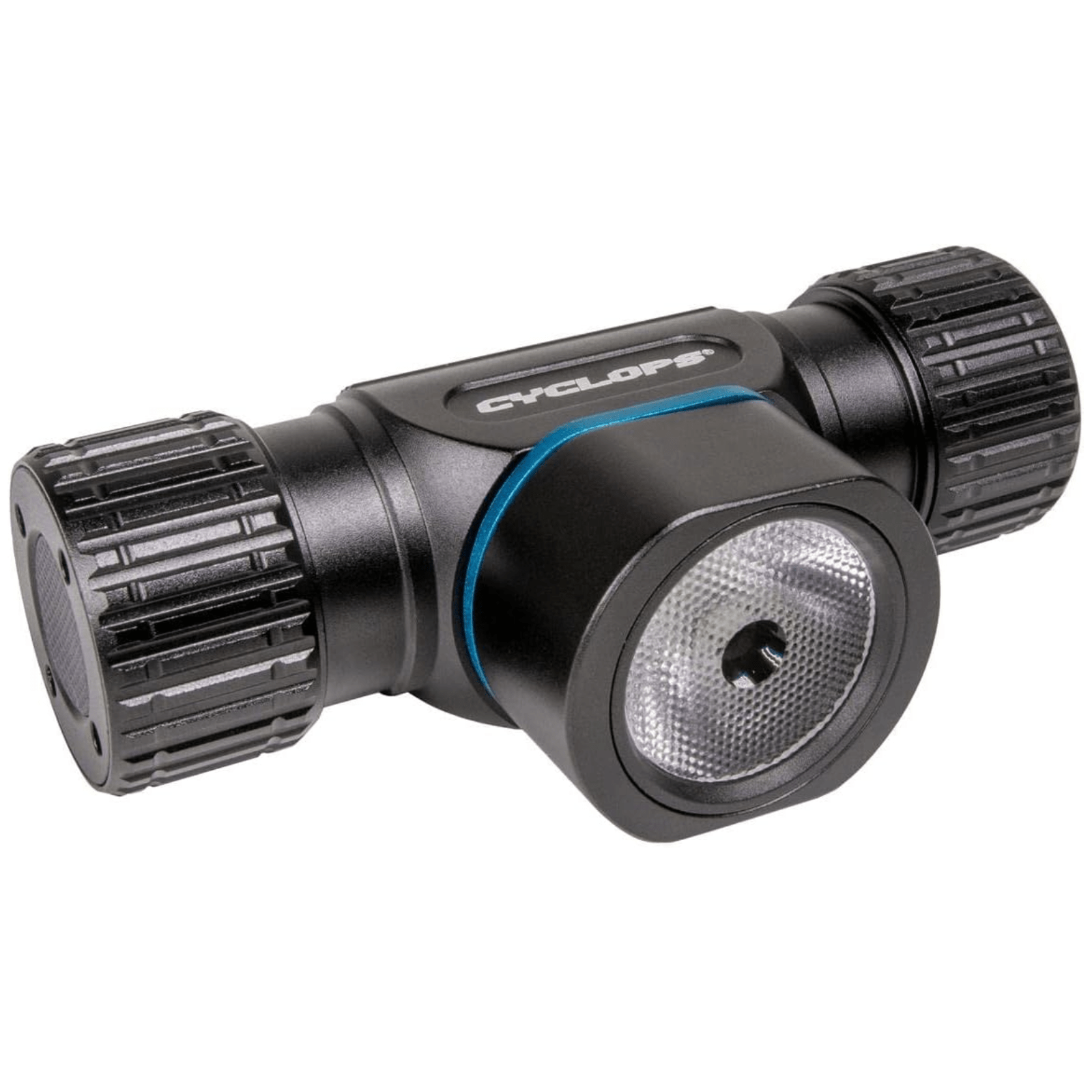 Black Cyclops Poseidon Rechargeable Headlamp by Chattanooga, emitting 2000 lumens of bright LED light.