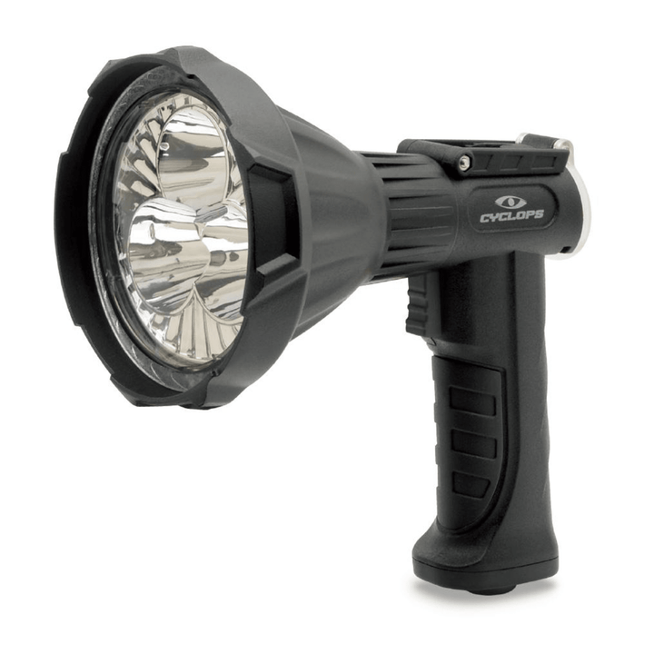 Chattanooga Cyclops REVO RS rechargeable handheld flashlight with 4000 lumens, portable design, suitable for DC 12-24V applications.