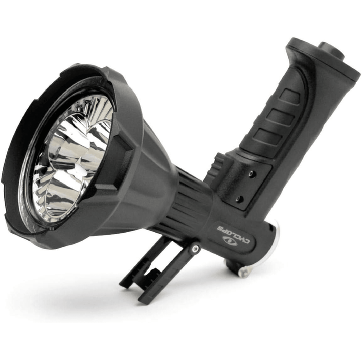 Chattanooga Cyclops REVO RS rechargeable handheld flashlight with 4000 lumens, portable design, and DC 12-24V power source.