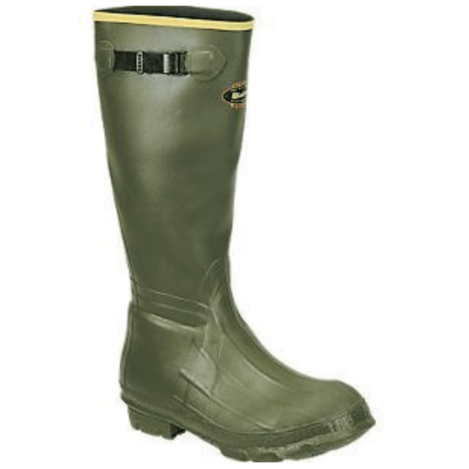 Chattanooga Lacrosse Burly waterproof men's boots, 18-inch green, size 12, sturdy rubber boots for outdoor work and wet conditions.