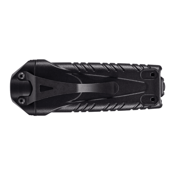 Black Chattanooga Stiletto Pro multi-output rechargeable pocket LED flashlight with 1000 lumens, compact and portable.