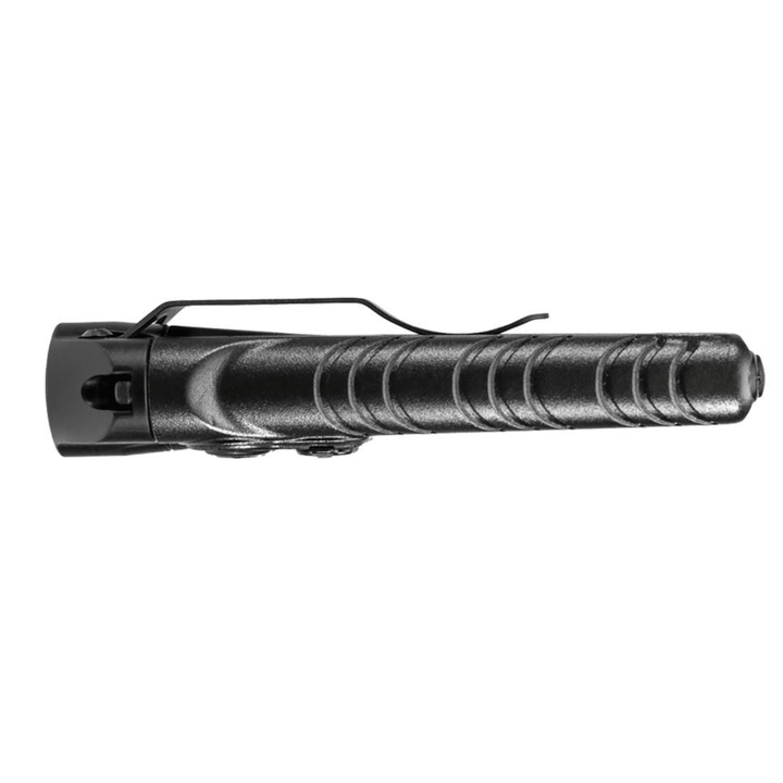 Black Chattanooga Stiletto Pro rechargeable pocket LED flashlight with multiple outputs and 1000 lumens brightness.