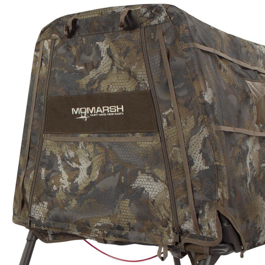 Chattanooga Higdon Outdoors MOmarsh Invisi Lab Optifade Timber durable dog blind designed for outdoor hunting and training.